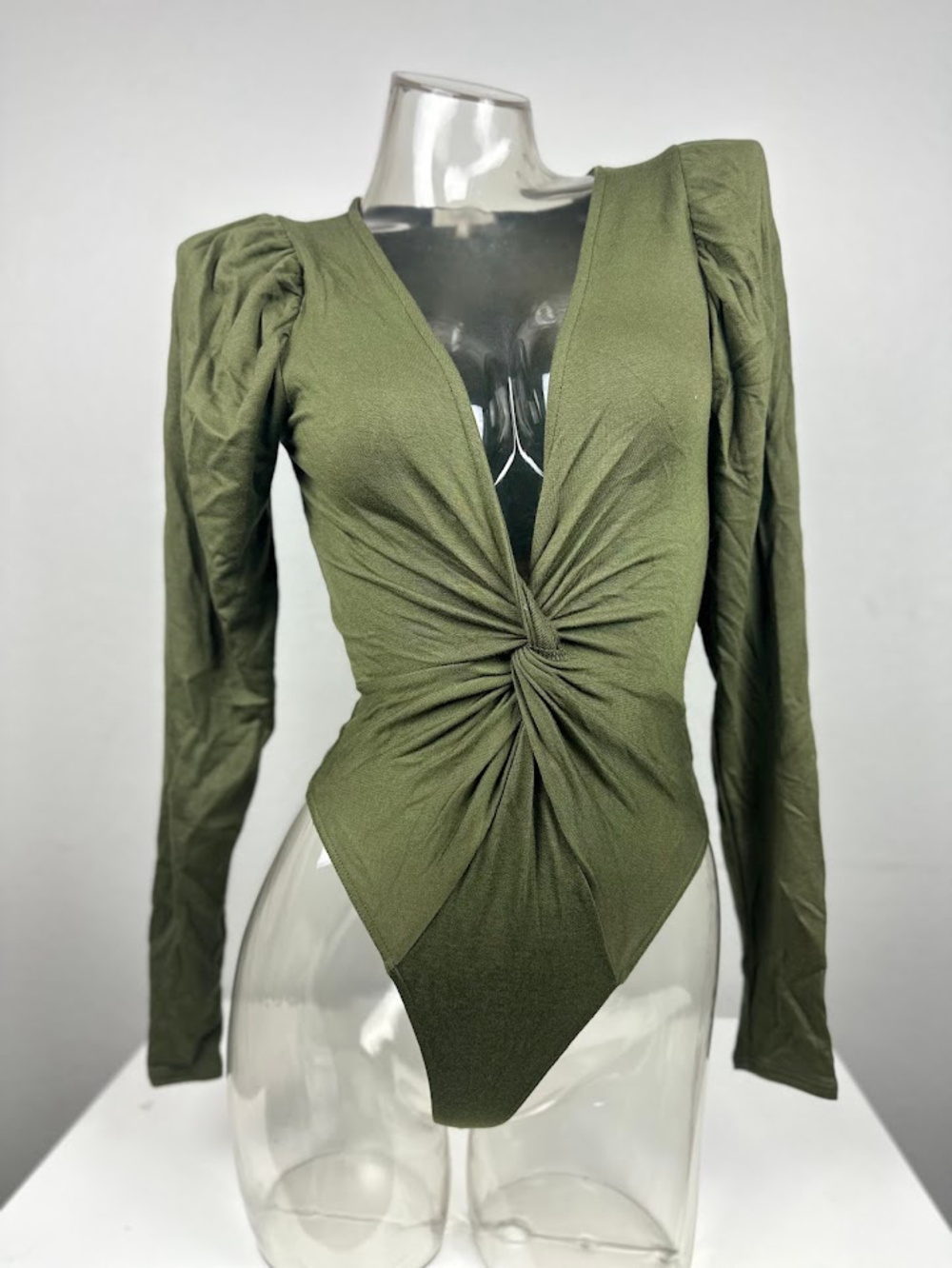 Tularosa Green Ruched Long Sleeve Bodysuit XS
